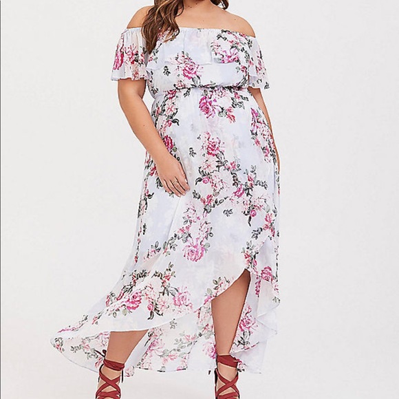 torrid Dresses & Skirts - Torrid- high low off the shoulder dress